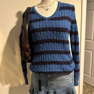 Y2K cable knit stripped sweater